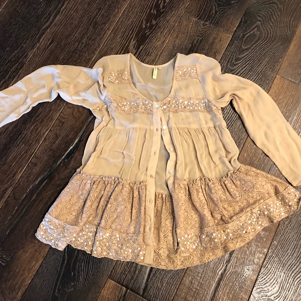 Bohemian Lace Button Up Sheer Top